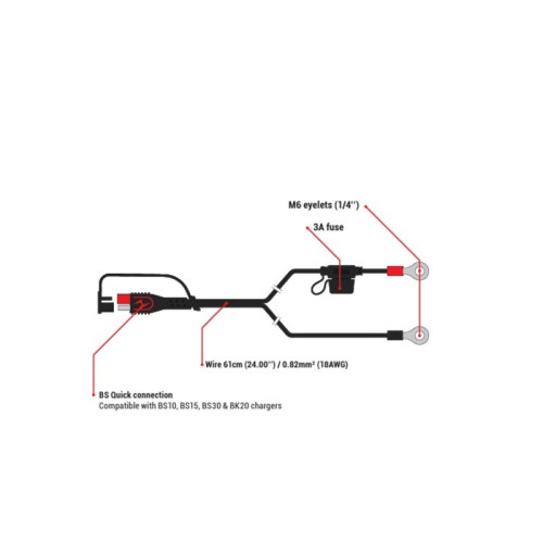 Cable de conexión permanente con fusible BS BATTERY PA-01 - Bote de 20 uds
