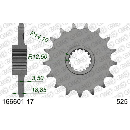 Piñón AFAM acero estándar 166601 - Paso 525