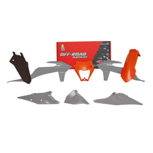 Kit de plástica RACETECH (6 pcs ) - Naranja / Gris