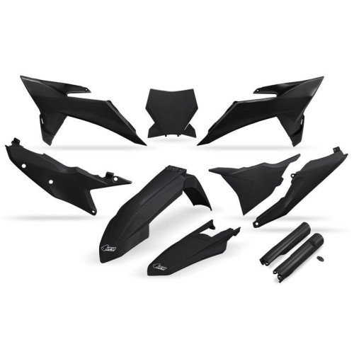 Kit de plástica UFO completo con protectores de horquilla - Negro