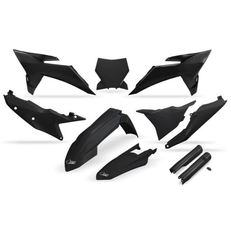 Kit de plástica UFO completo con protectores de horquilla - Negro