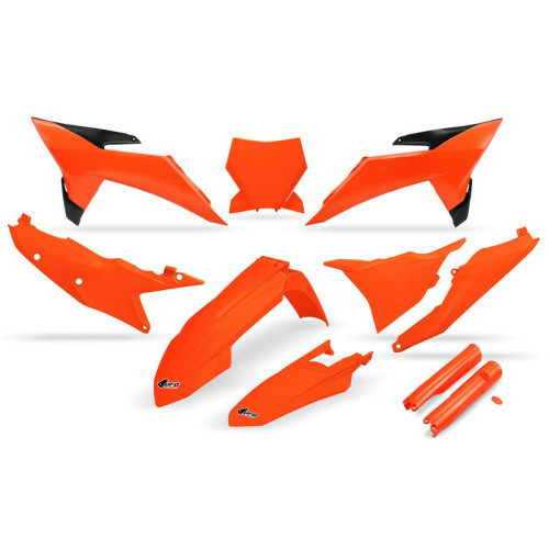 Kit de plástica UFO completo con protectores de horquilla - Naranja flúor