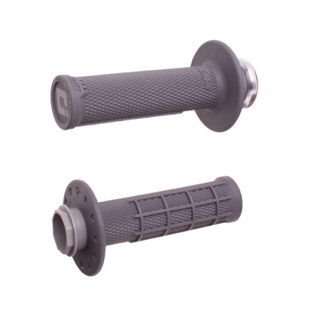 Puños ODI Micro-X Lock-On medio gofrados - Grafito / Plata