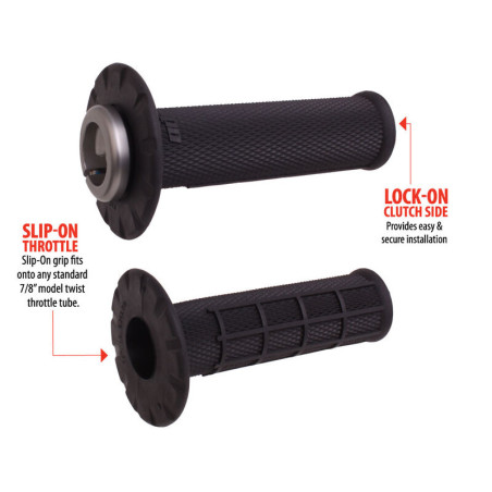 Puños universales ODI Lock-On medio gofrados Ø22,2mm - Negro / Negro