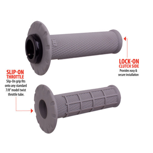 Puños universales ODI Lock-On medio gofrados Ø22,2mm - Gris / Plata