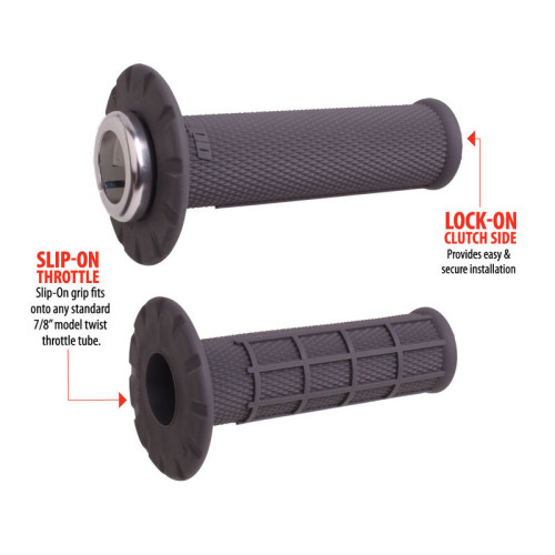 Puños universales ODI Lock-On medio gofrados Ø22,2mm - Grafito / Plata