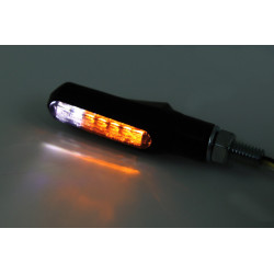 Intermitente/luz de posición LED HIGHSIDER smart Shorty Fin 2in1 - cristal ahumado - homologado E - Pareja