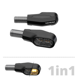 Intermitentes LED para extremo de manillar HIGHSIDER pro Ventura-X – negro mate – pareja