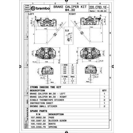 Pinza de freno delantero radial BREMBO UPGRADE GP4-RS 4 pistones Ø30 mm
