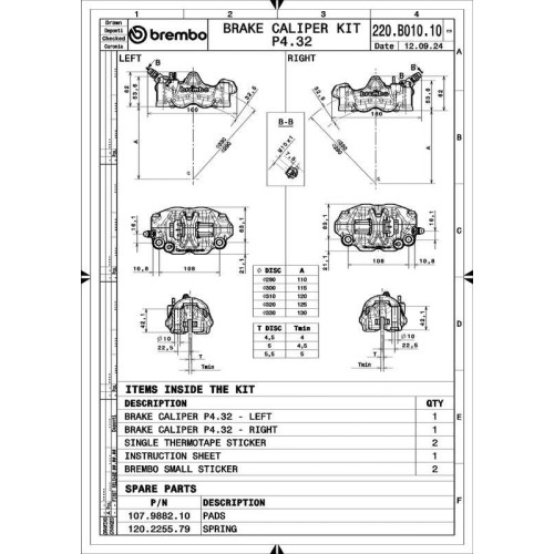 Pinzas BREMBO UPGRADE GP4RX (mecanizadas CNC niquelado) - 108 mm (con pastillas)