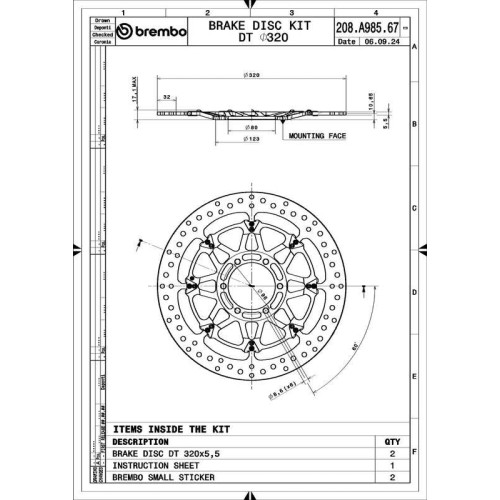 Juego de discos de freno BREMBO UPGRADE T-Drive redondo flotante - pareja