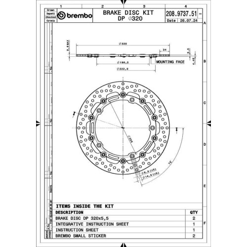 Juego de discos de freno BREMBO UPGRADE Supersport redondo flotante - pareja