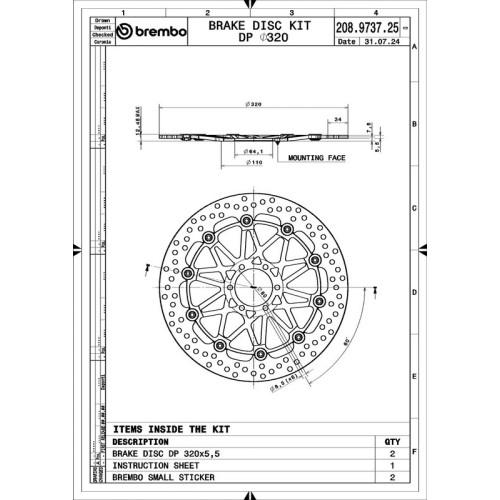 Juego de discos de freno BREMBO UPGRADE Supersport redondo flotante - pareja