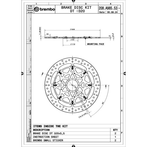 Juego de discos de freno BREMBO UPGRADE T-Drive redondo flotante - pareja