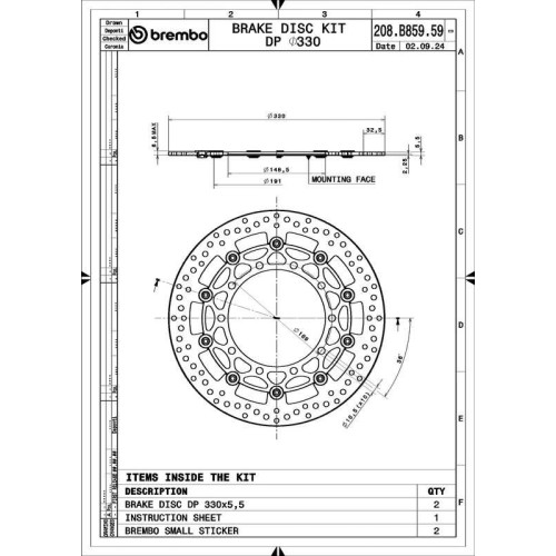 Discos de freno BREMBO UPGRADE SUPERSPORT - 208B85959 - Pareja