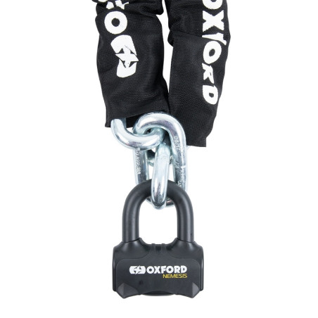 Candado de cadena OXFORD Nemesis de 16 mm con cadena de 2,0 m - Certificado ART4 / Sold Secure Gold