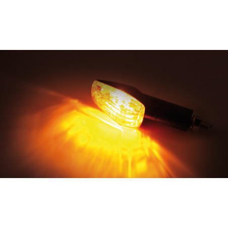 HIGHSIDER smart IMOLA 1 Bulb Mini Indicator Body Black / Lens Orange (Pair), Front & Rear