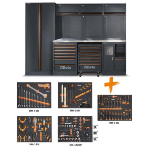 Combinación de mobiliario BETA para taller C45PRO 2.0 X con 268 herramientas