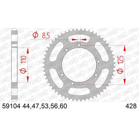 Kit de cadena AFAM 428R1 12/60 Standard - corona Standard