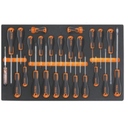 Termoformado de espuma BETA con destornilladores planos Phillips® y Torx®