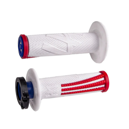 Puños ODI Emig Pro V2 Lock-On - blanco/rojo
