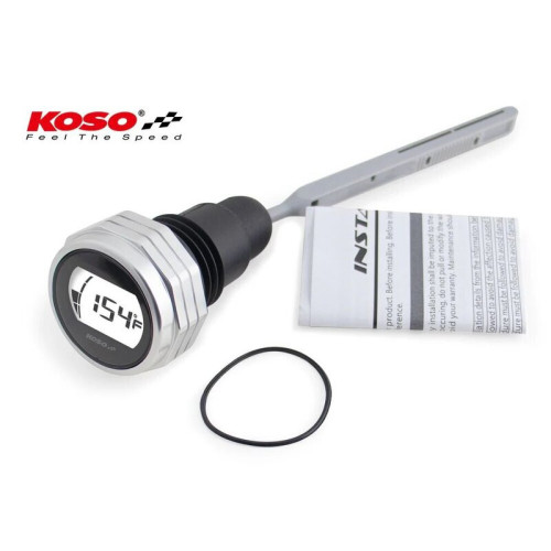 Medidor de aceite KOSO con pantalla LCD – carcasa plata
