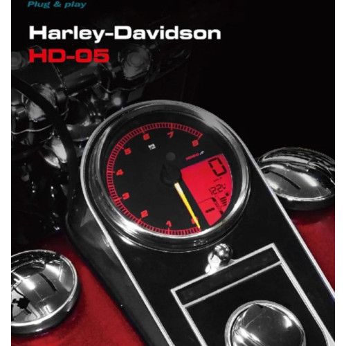 Tacómetro KOSO HD-05 para Harley-Davidson - marco plateado