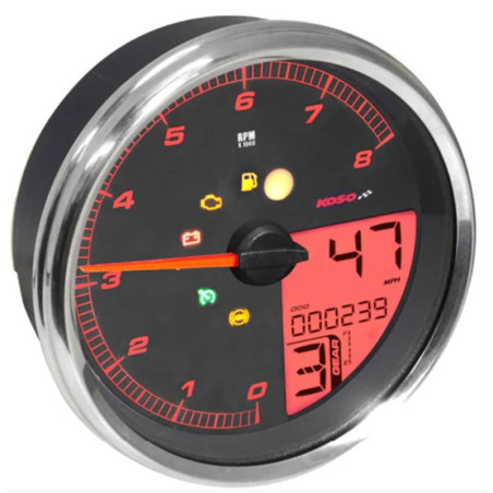 Tacómetro KOSO HD-05 para Harley-Davidson - marco plateado