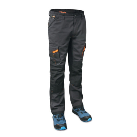 Pantalón de trabajo BETA 7818G multibolsillos en tejido elástico - Gris