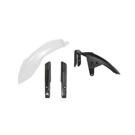 Kit guardabarros delantero + protectores de horquilla RACETECH – blanco/negro