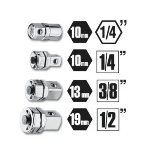 Juego de 4 adaptadores para llaves de carraca BETA 123/K4 - 1 para portapuntas + 3 de desenganche rápido