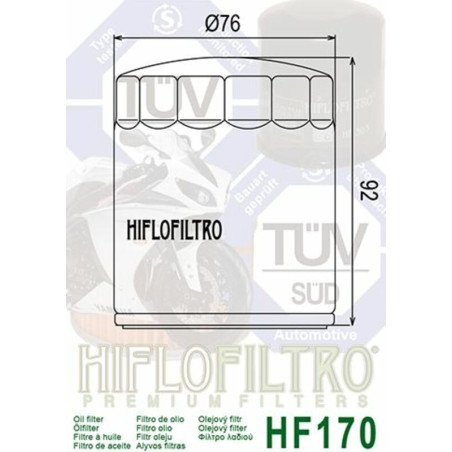 Filtro de aceite HIFLOFILTRO cromo - HF170C