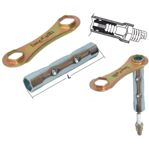 Llave de bujía con extractor de pipa de silicona y mango hexágono L: 140 hexágono 16x18 BUZZETTI